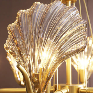 Lustra Lustre Coquillage Cristal Feuille Cuivre