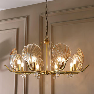 Lustra Lustre Coquillage Cristal Feuille Cuivre
