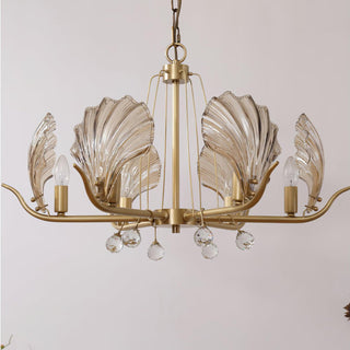 Lustra Lustre Coquillage Cristal Feuille Cuivre