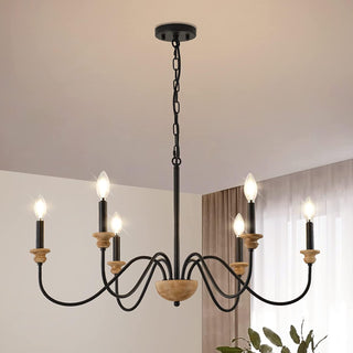 Zalaeira Lustre en Bois et Métal Traditionnel Style Industriel Vintage