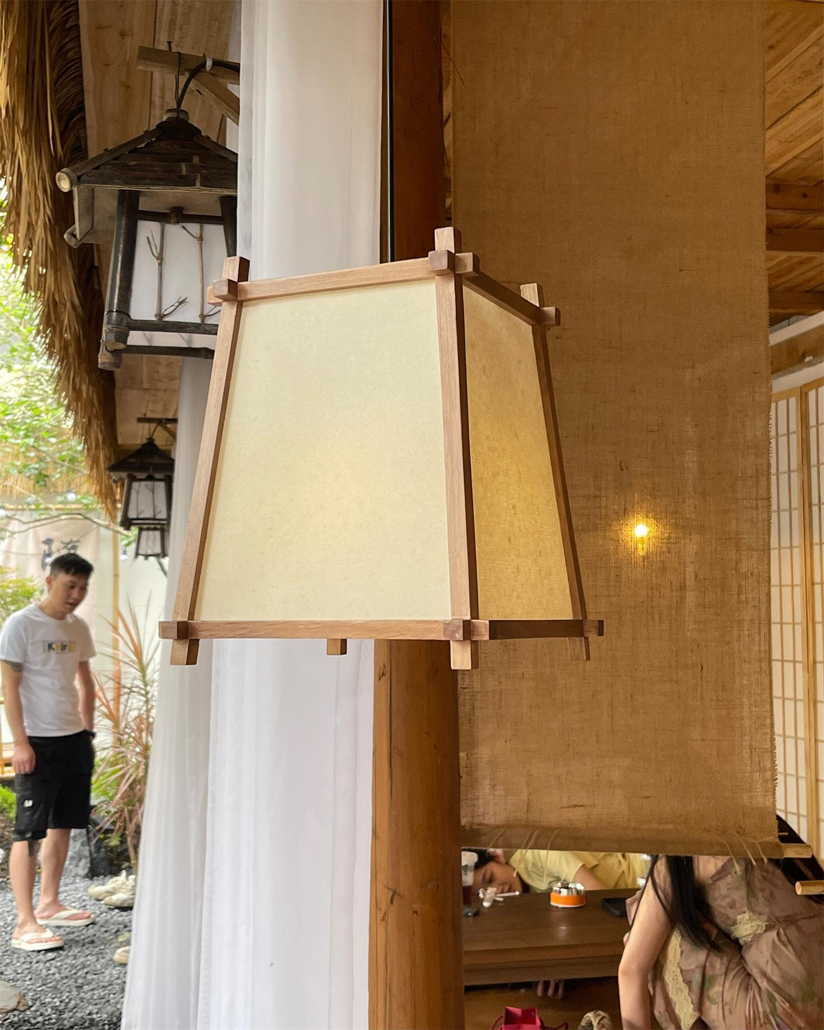 Ritta Pendant Light Fabric Geometric Frame-Neutral Decor