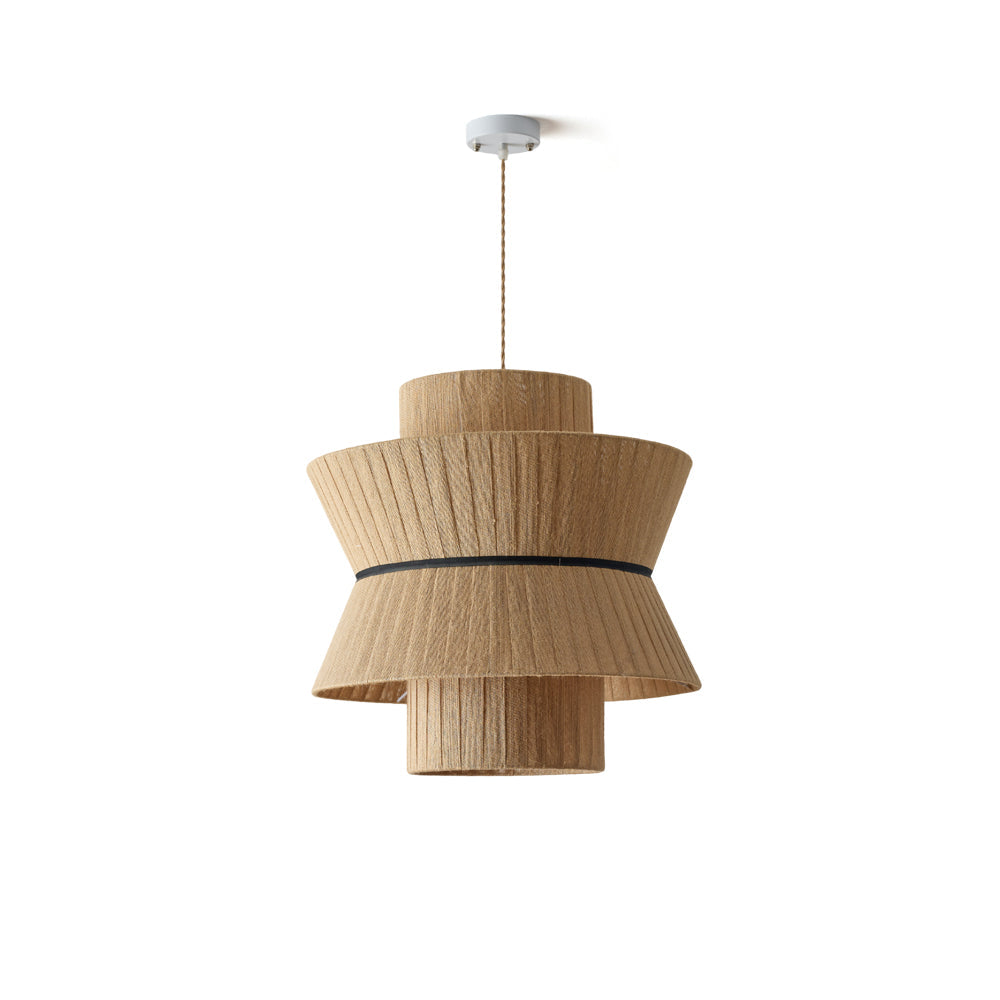 Sicel Pendant Light with a pleated natural rattan shade.