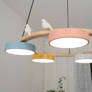 Cliff Lustre Rond avec Oiseau