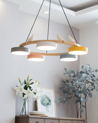 Cliff Lustre Rond avec Oiseau