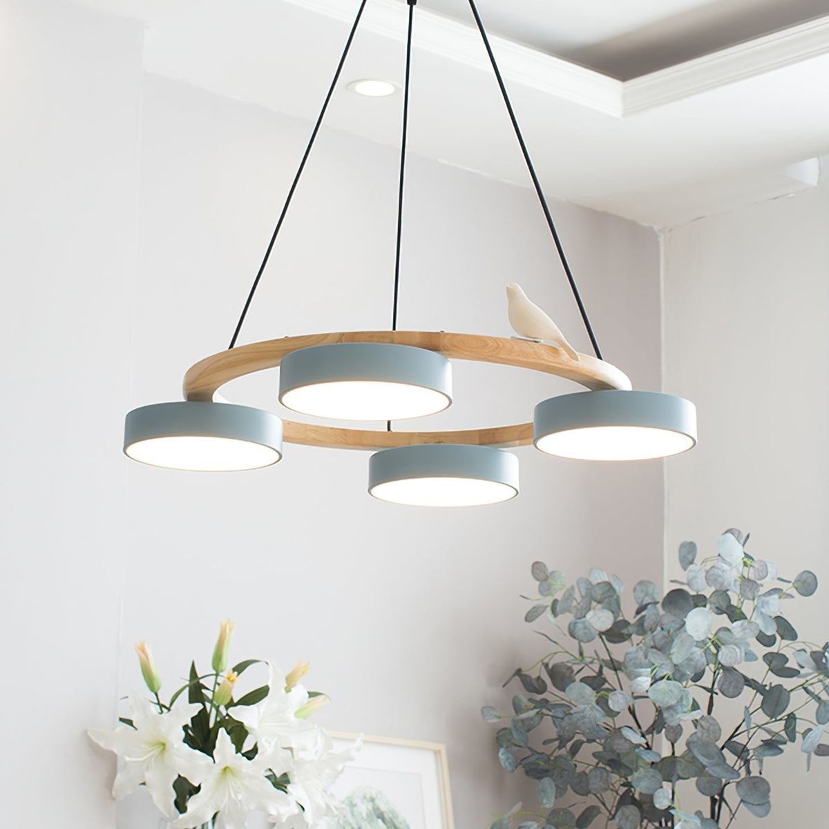 Cliff Lustre Rond avec Oiseau