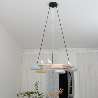Cliff Lustre Rond avec Oiseau
