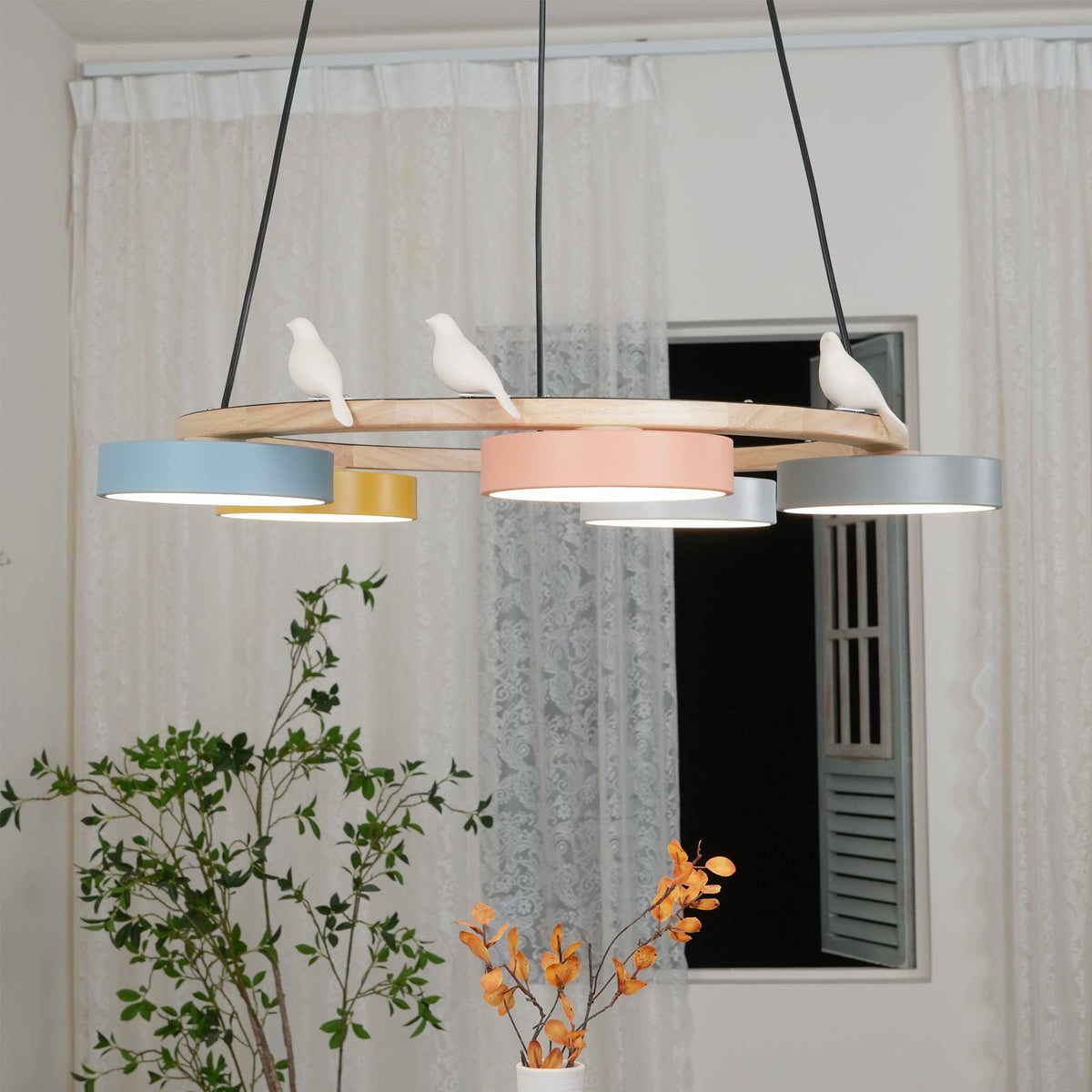 Cliff Lustre Rond avec Oiseau