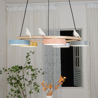 Cliff Lustre Rond avec Oiseau