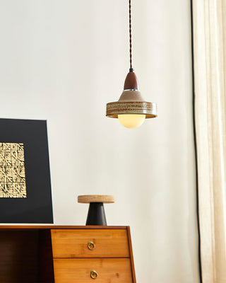 Sierra Lampe Suspendue Céramique Bois Art Nordique Premium