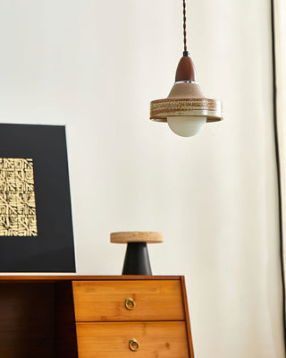 Sierra Lampe Suspendue Céramique Bois Art Nordique Premium