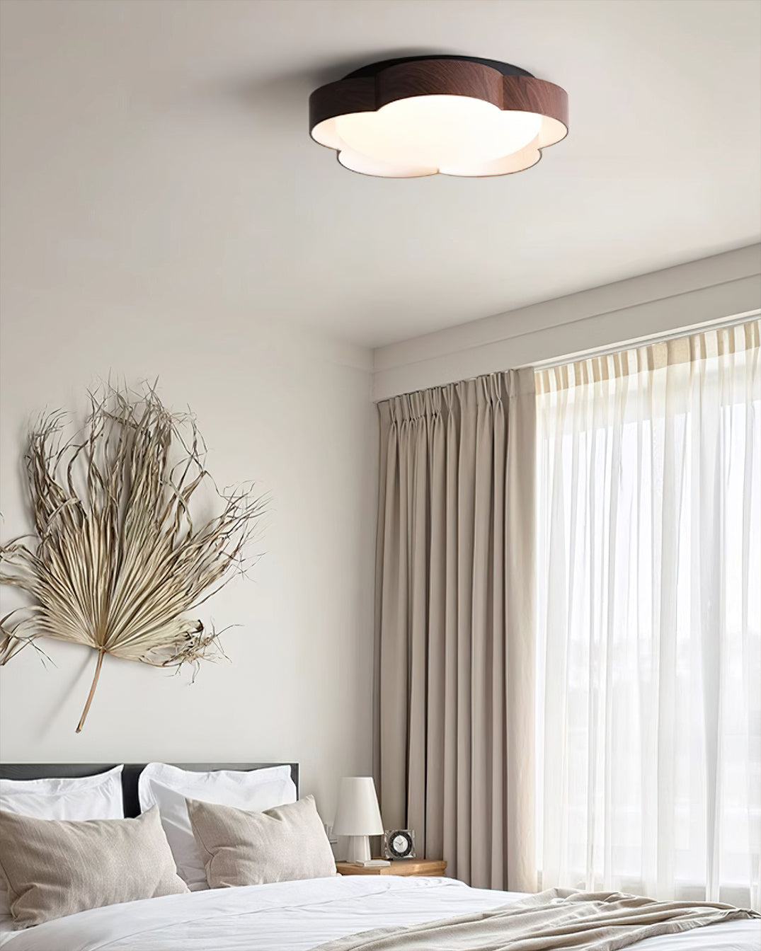 Walnut & Black Sika Ceiling Lamp, turned off to show finish.