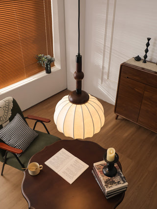 Solari Suspension en Bois et Soie Scandinave
