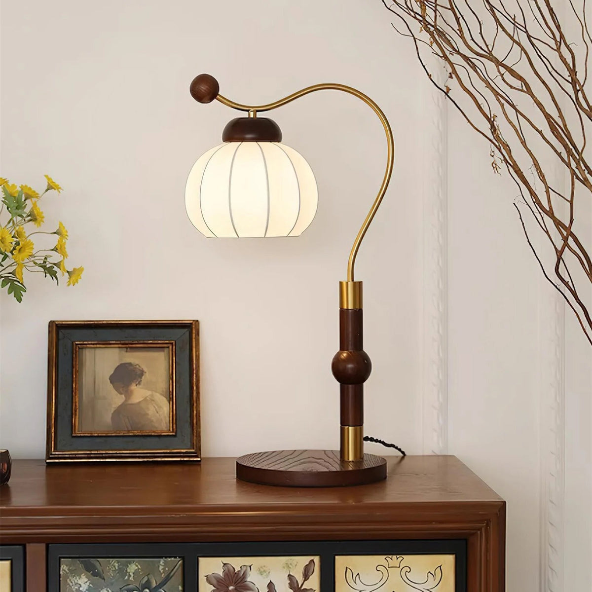 Zyran Lampe de Table en Bois Rétro