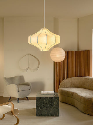 Silken Aura Silk Pendant Lamp-Neutral Decor