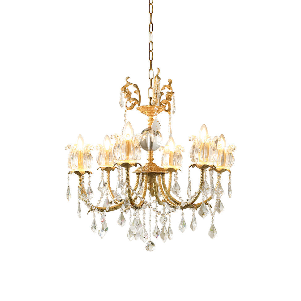 Evynyra Lustre postmoderne de luxe en laiton et cristal