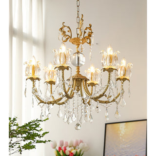 Evynyra Lustre postmoderne de luxe en laiton et cristal