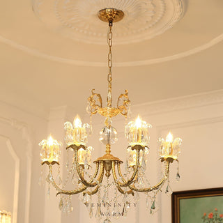 Evynyra Lustre postmoderne de luxe en laiton et cristal
