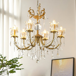 Evynyra Lustre postmoderne de luxe en laiton et cristal