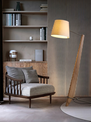 Vyran Lampadaire en Bois Et Tissu