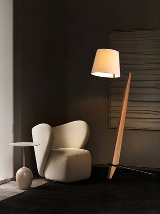 Vyran Lampadaire en Bois Et Tissu