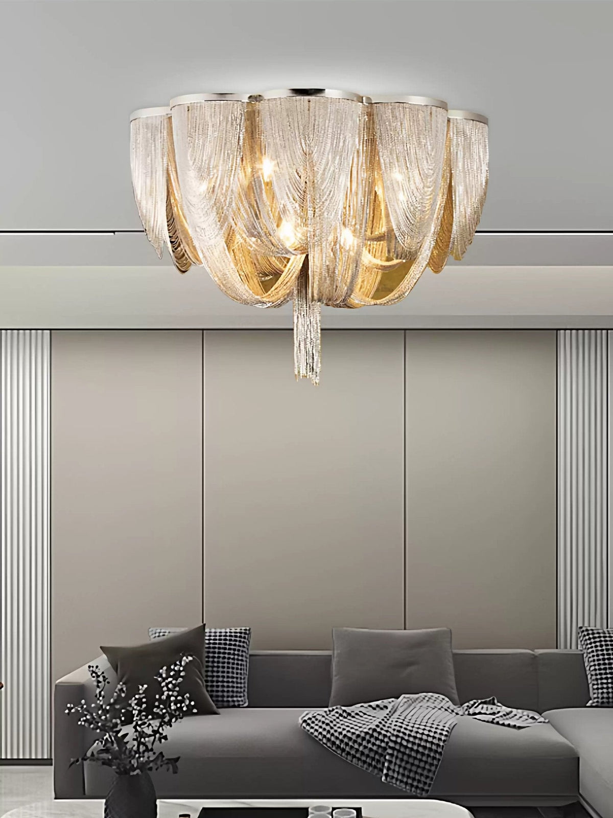Chain Tassel Ceiling Light-Neutral Decor