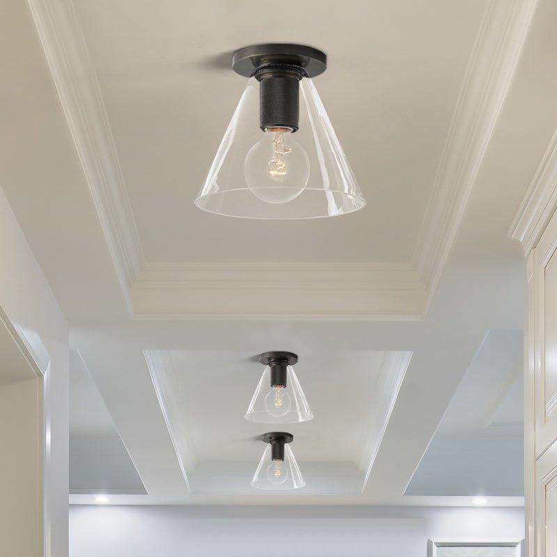 Vianio Lumière de Plafond Conique en Verre et Laiton Industrielle