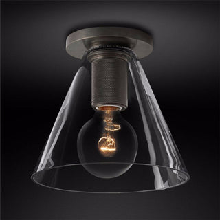 Solara Lumière de Plafond Conique en Verre et Laiton Industrielle