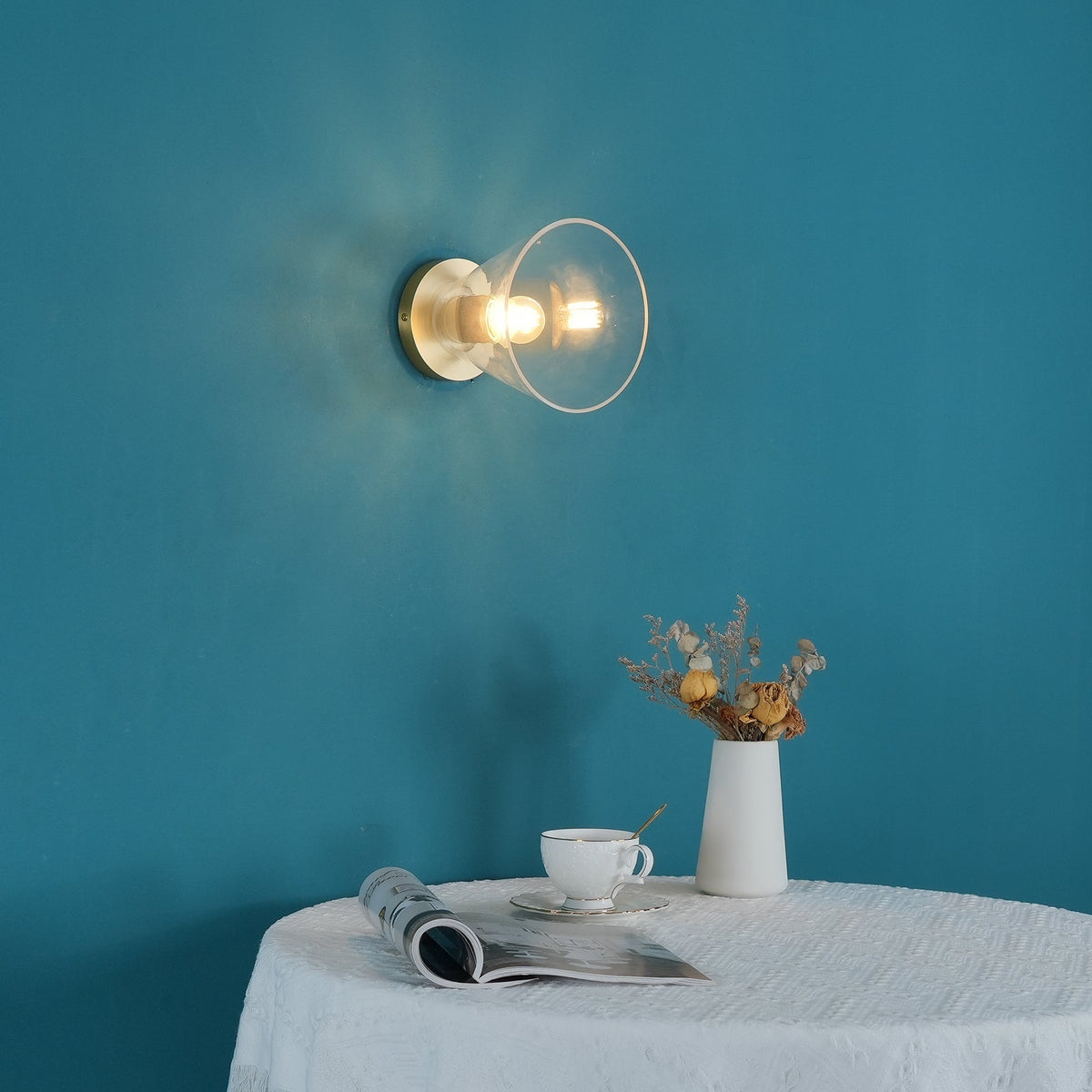 Vianio Lumière de Plafond Conique en Verre et Laiton Industrielle