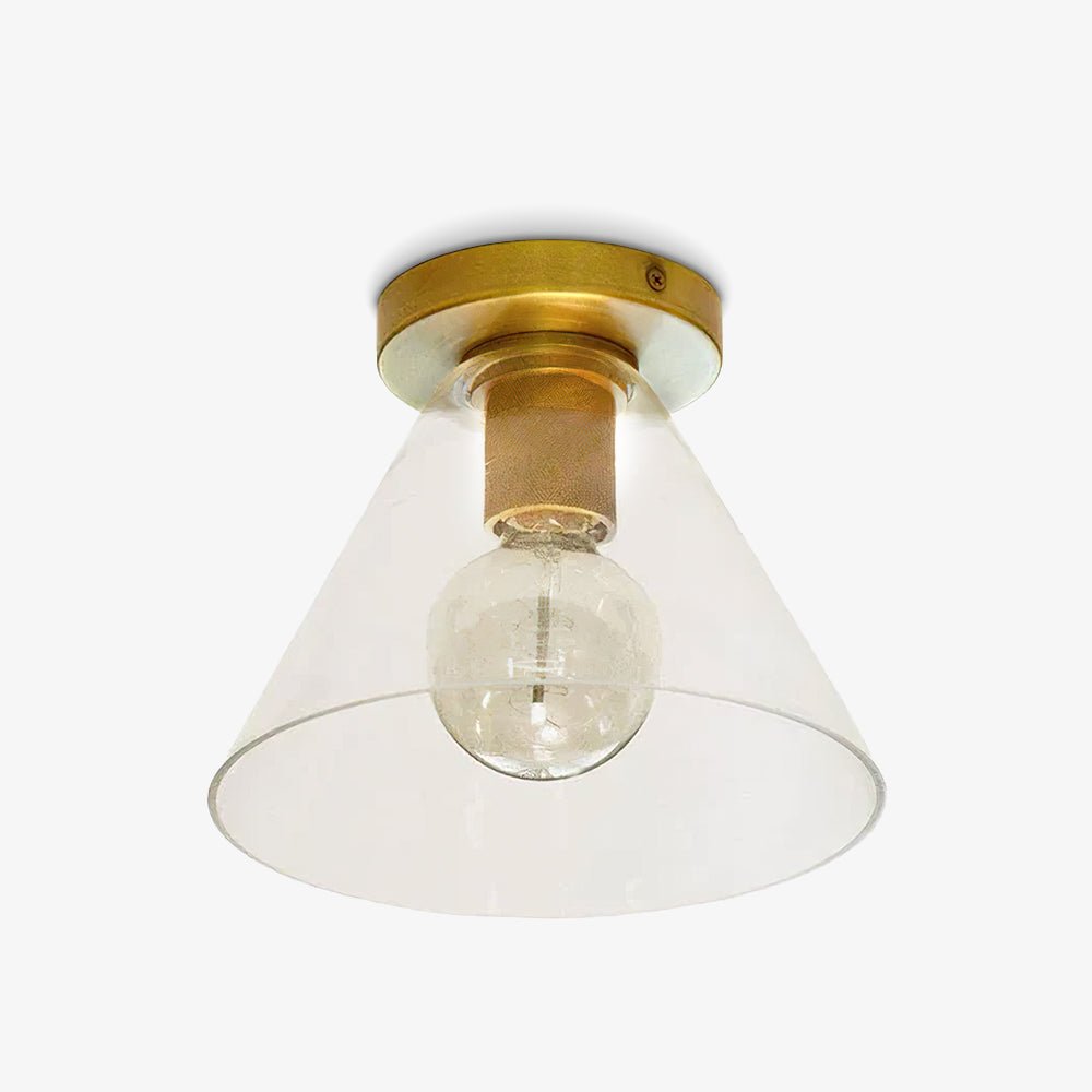 Vianio Lumière de Plafond Conique en Verre et Laiton Industrielle
