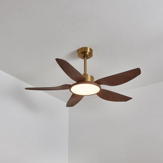 Aurelia Plafonnier Ventilateur Moderne en Bois et Laiton