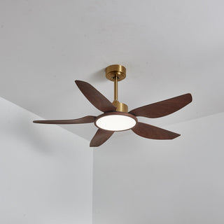 Aurelia Plafonnier Ventilateur Moderne en Bois et Laiton