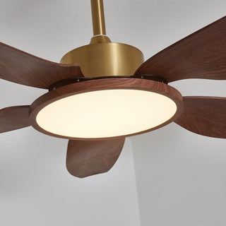Aurelia Plafonnier Ventilateur Moderne en Bois et Laiton