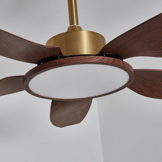 Aurelia Plafonnier Ventilateur Moderne en Bois et Laiton