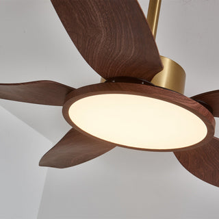 Aurelia Plafonnier Ventilateur Moderne en Bois et Laiton