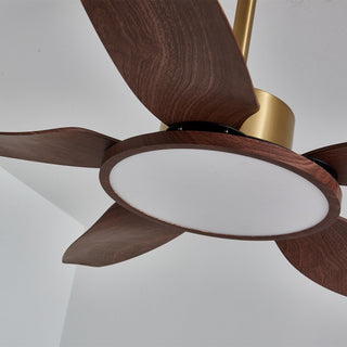 Aurelia Plafonnier Ventilateur Moderne en Bois et Laiton