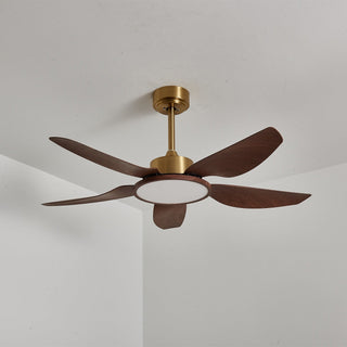 Aurelia Plafonnier Ventilateur Moderne en Bois et Laiton