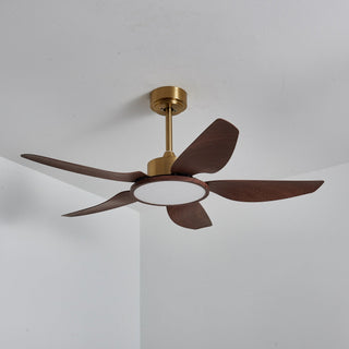 Aurelia Plafonnier Ventilateur Moderne en Bois et Laiton