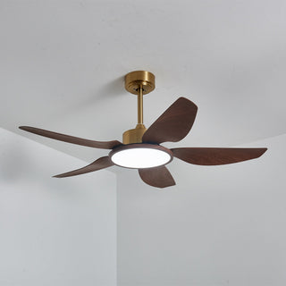 Aurelia Plafonnier Ventilateur Moderne en Bois et Laiton