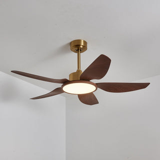Aurelia Plafonnier Ventilateur Moderne en Bois et Laiton