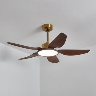 Aurelia Plafonnier Ventilateur Moderne en Bois et Laiton