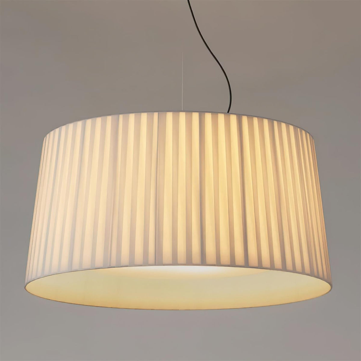 Pendant Light Pleated Fabric Drum-Neutral Decor