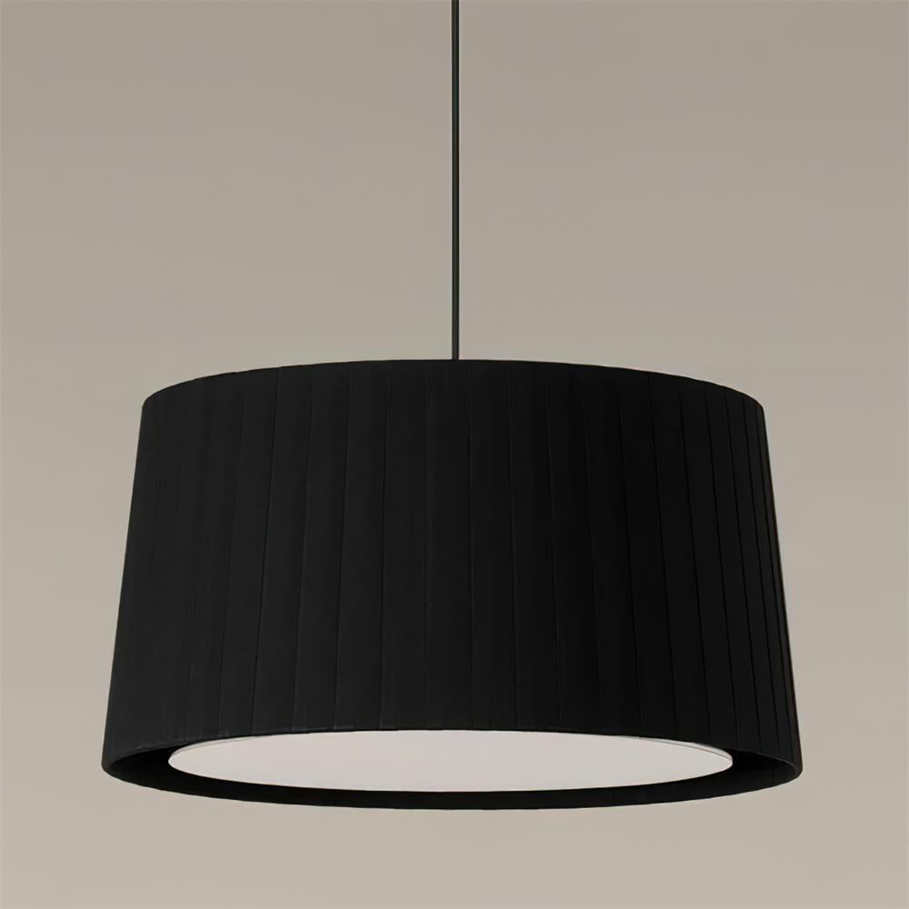 Pendant Light Pleated Fabric Drum-Neutral Decor