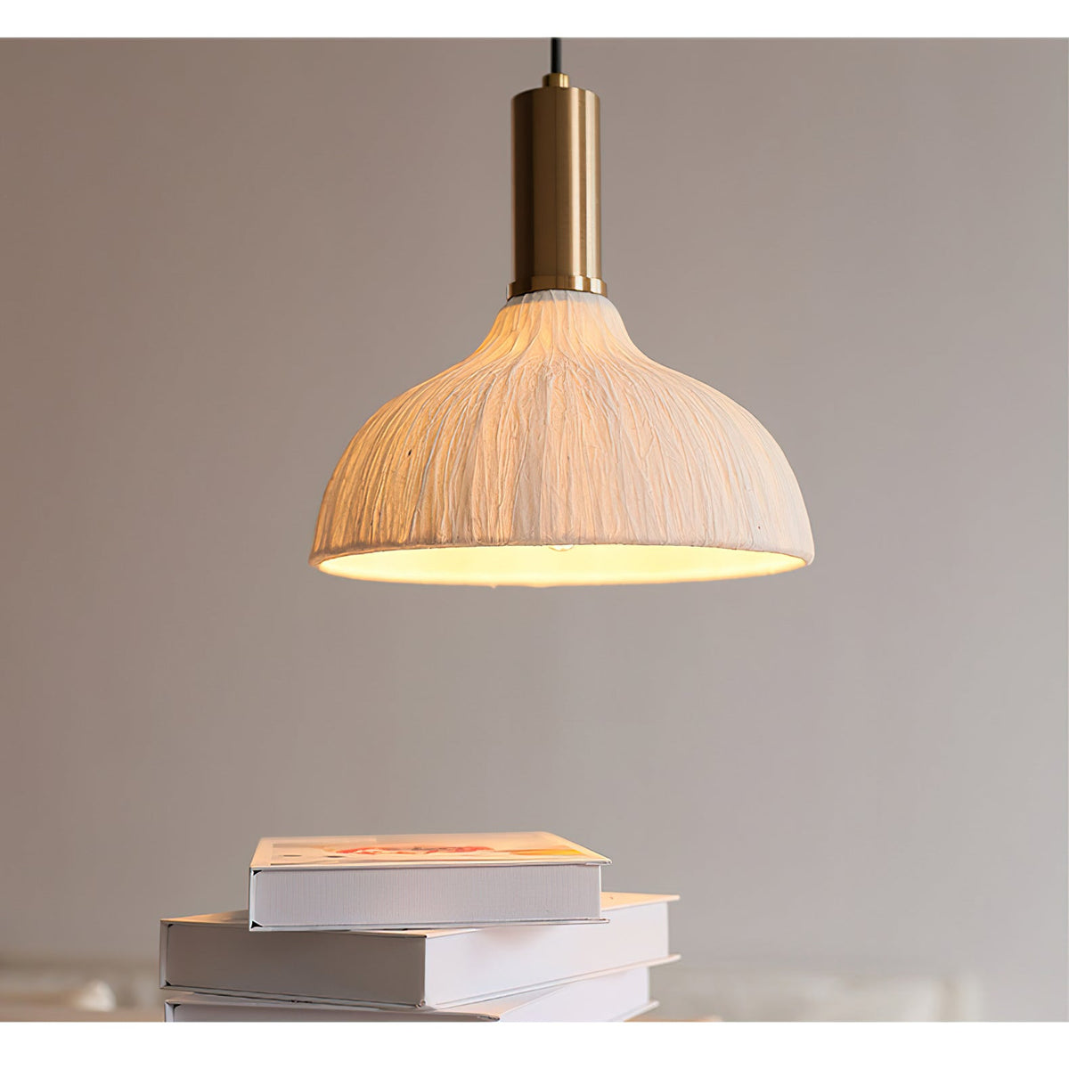 A pair of Siya Pendant Lights installed over a kitchen island.
