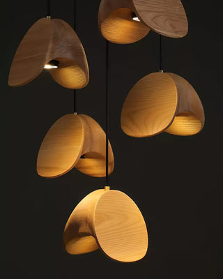 Elmiren Grappe Bois Pendentif Lumière