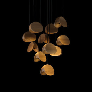 Elmiren Grappe Bois Pendentif Lumière