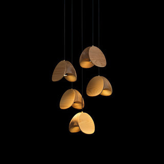 Elmiren Grappe Bois Pendentif Lumière