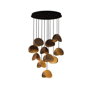 Elmiren Grappe Bois Pendentif Lumière