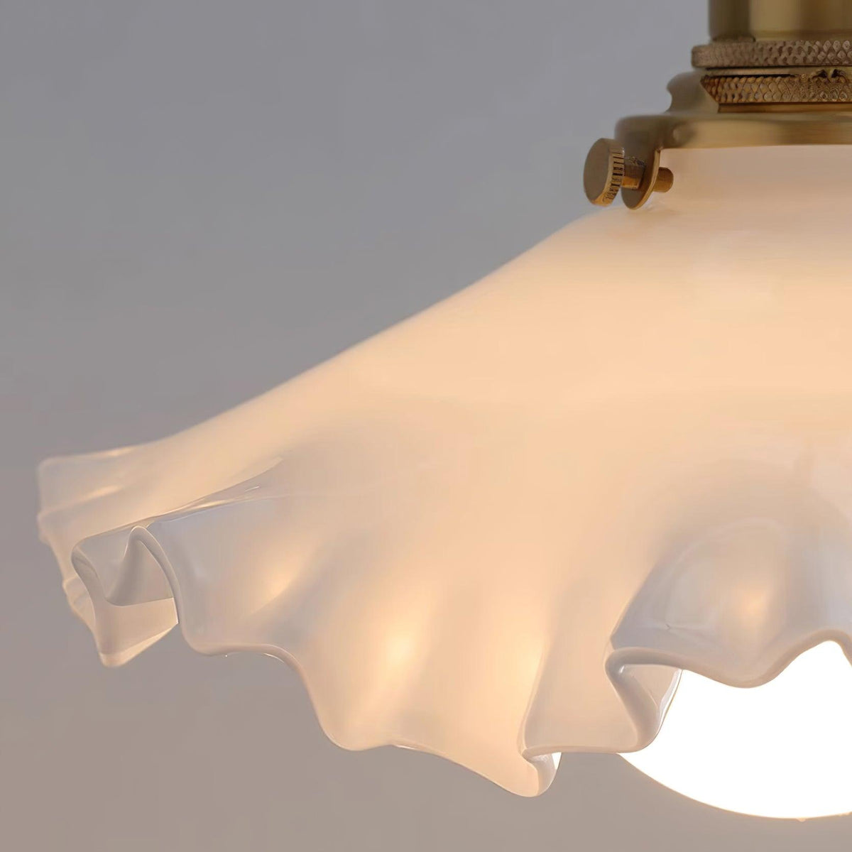 Pendant Lamp Glass Ruffle Shade Brass Warm Glow-Neutral Decor
