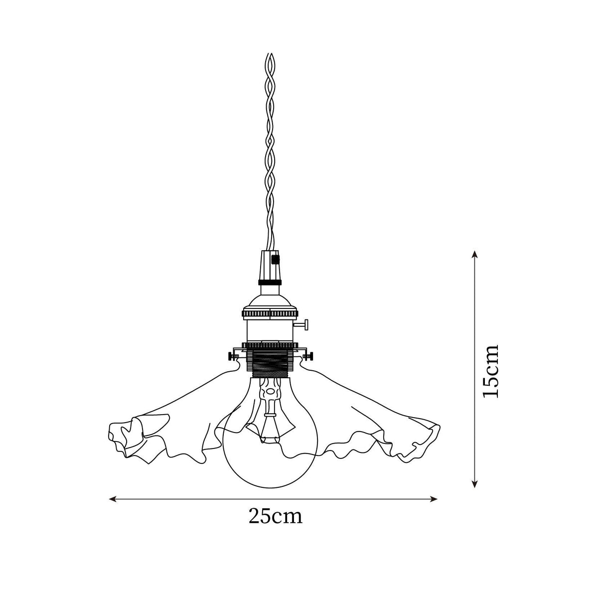 Pendant Lamp Glass Ruffle Shade Brass Warm Glow-Neutral Decor