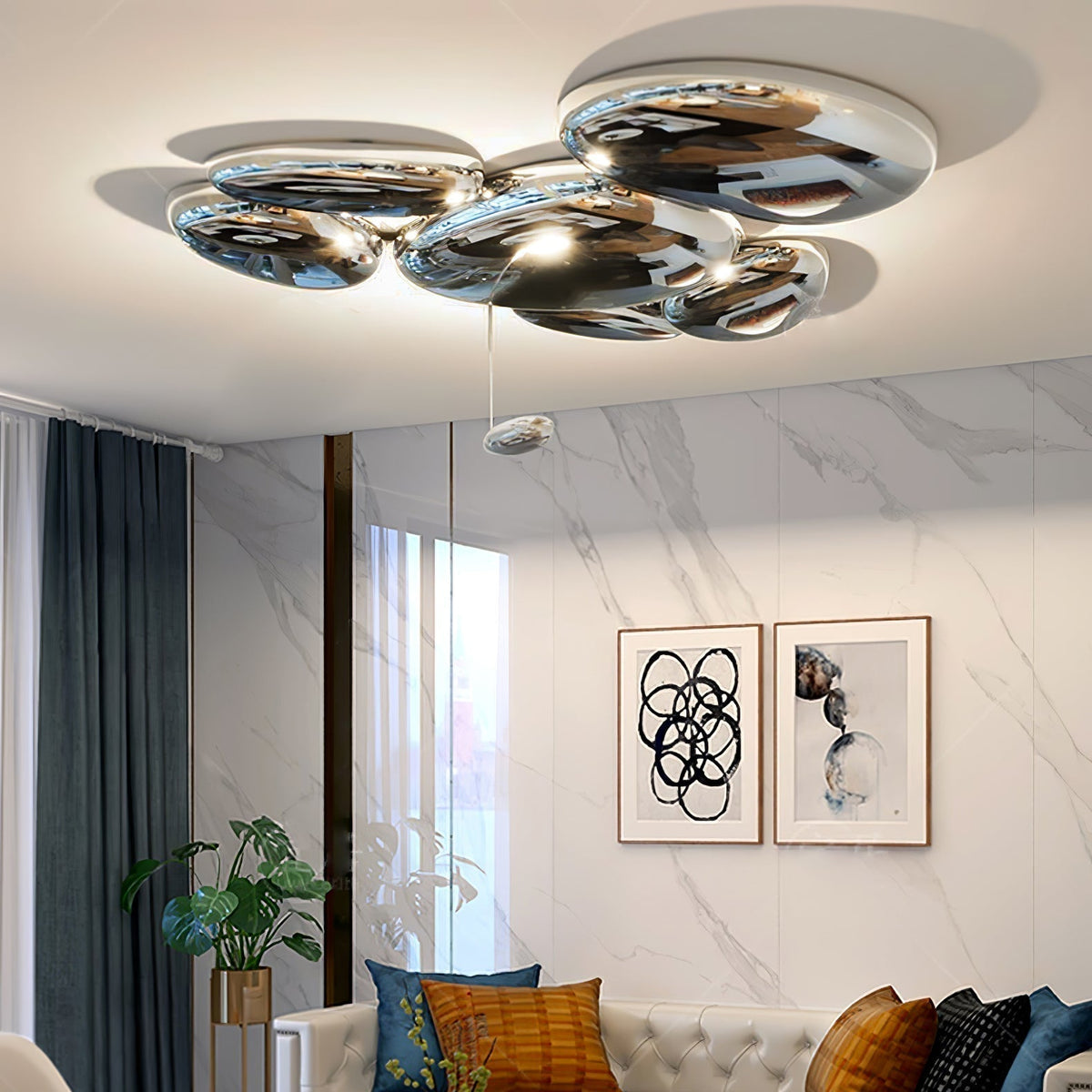 Brinona Plafonnier Chrome Pebble Moderne